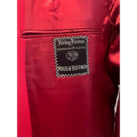 Hickey Freeman Red Cashmere Suit Jacket Blazer 3 Button Size 42 JP - Picture 6 of 9